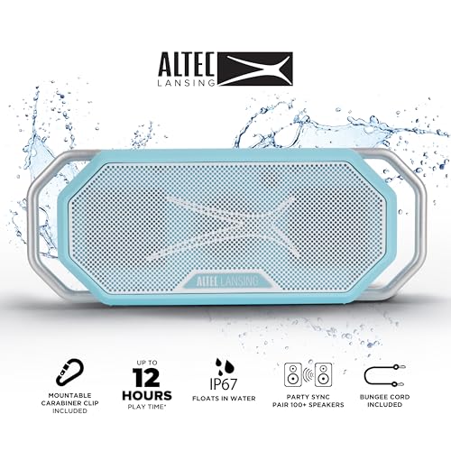 Image of Altec Lansing HydraWAVE Portable Bluetooth Speaker, 12h Playtime, USB-C Quick Charge, True Wireless Pairing, IP67 Waterproof Bluetooth Speaker, Voice Assistant Compatible