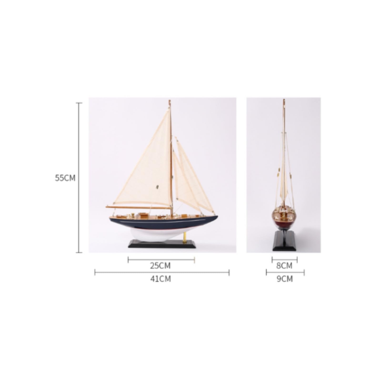 Modello di Barca a Vela Vintage Barca a Vela da Appoggio Compatto Modellino per Collezionisti, Libreria, Salotto