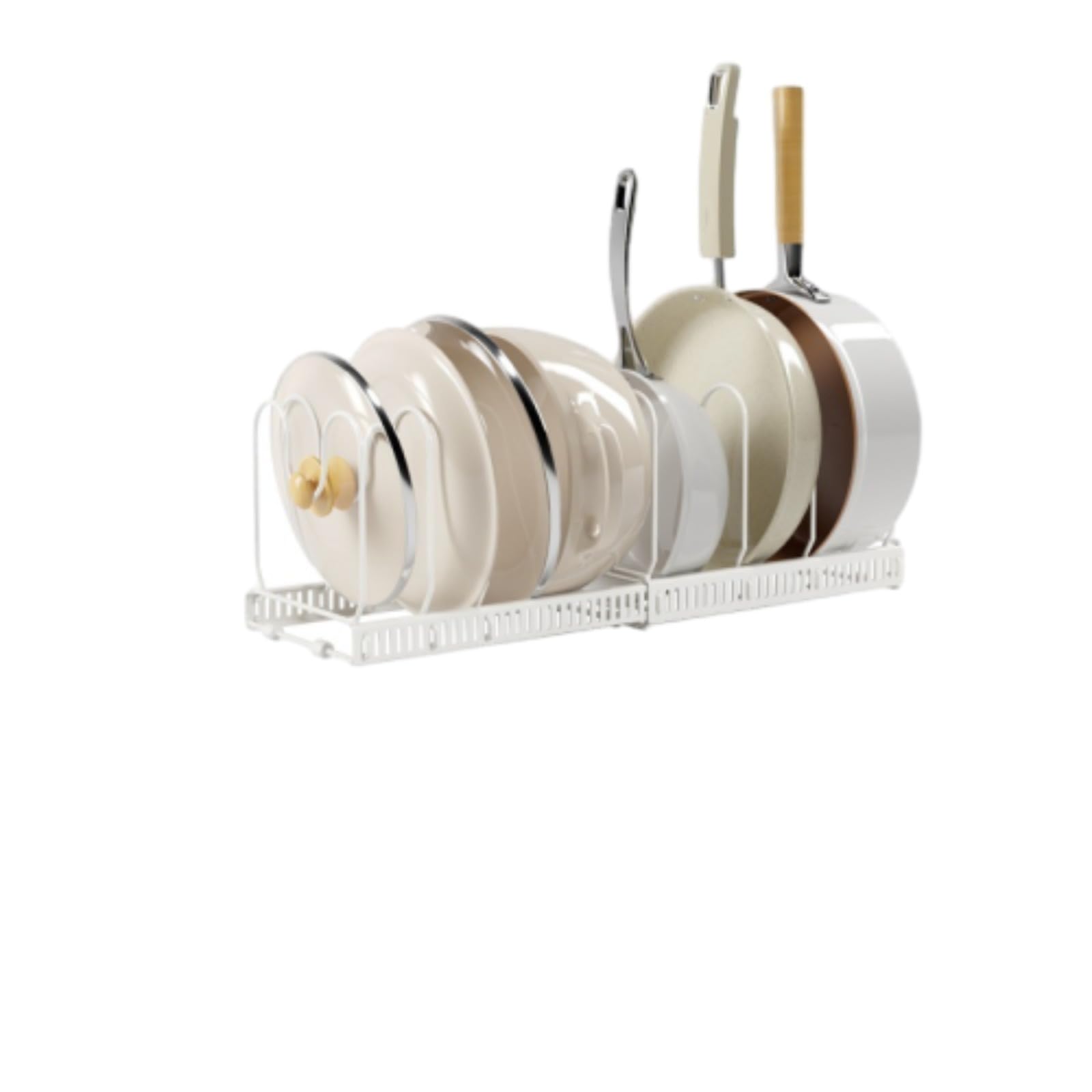 Moedweuo Expandable Pots and Pans Organiser Rack with Adjustable Dividers