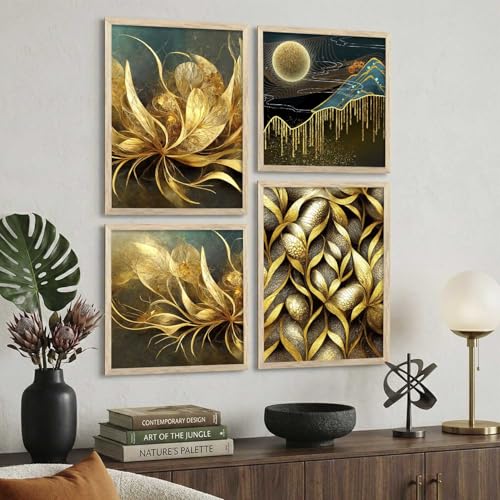 Image of kotart Aesthetic Modern Wall Decor Paintings with Frame for Home Decoration - Painting for Living Room Bedroom - Painting for Wall Decoration Set of 4 (Art 2, Small (10x13 or 10x10 inch))