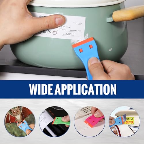 Image of WORKPRO Plastic Razor Blade Scraper Kit, 3 Scrapers with 120 Blades | Safer Plastic Blade Design, Helps Reduce Scratches, Removes Stickers, Labels, Glue & Residue from Glass, Windows & More
