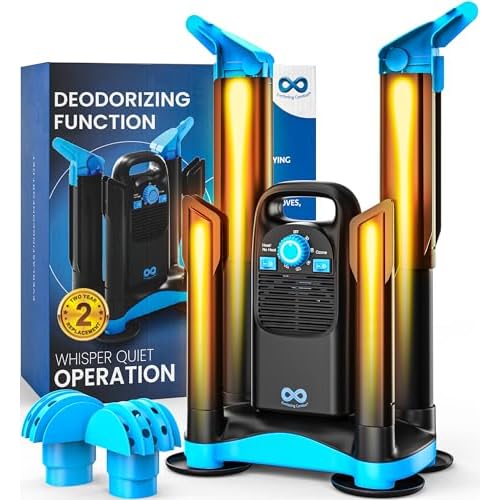 Upgraded Boot Dryer for Work Boots with Ozone Deodorizer - Fast Drying Compact Easy-to-Use Shoe Warmer Adjustable Tube Design - Fast Drying Shoes Dryers for Sneakers & Gloves, Ski Gears (2 Pair)