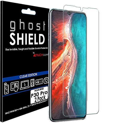 TECHGEAR [Pack of 2] Screen Protectors fit Huawei P30 Pro [ghostSHIELD Edition] Genuine Reinforced TPU film Screen Protector Guard Covers with FULL Screen Coverage inc Curved Screen Area