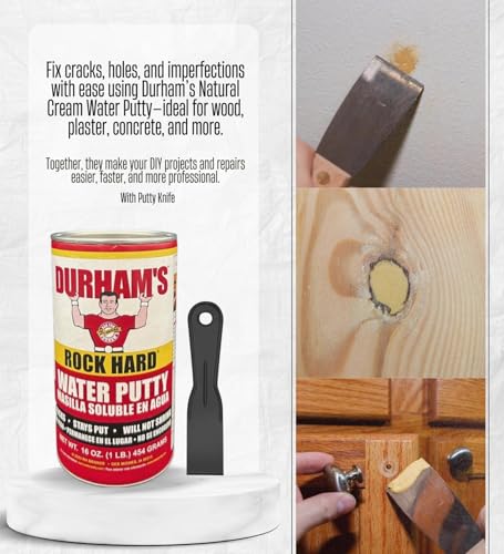 Durham's Rock Hard Water Putty 16 oz Bundle with Putty Knife – Repair and Mold Wood, Plaster, and Drywall, Non-Shrinking, Sandable and Paintable Filler – Gift Set (2 Items) by GROVE - Image 3