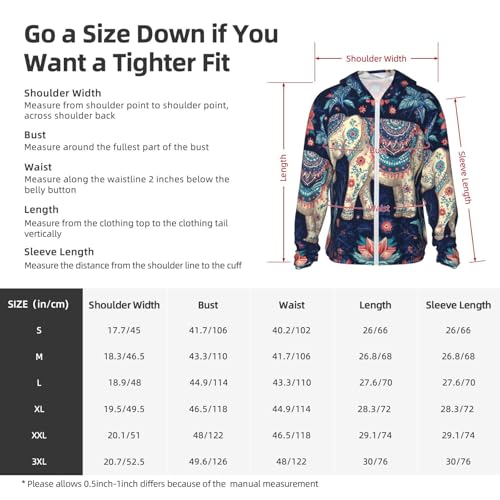 UPF 50+ Sun Protection Hoodie Long Sleeve Boho Elephant Sun Shirt Rash Guard Fishing Shirts for Men2