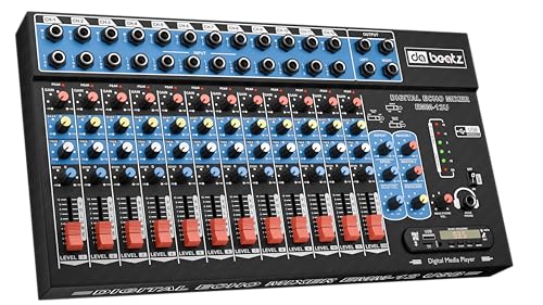Image of da.beatz. 12 Channel Stereo Echo DJ Mixer With USB & Bluetooth-Ideal For DJ,Parties,Stage Effects,Weddings,Karaoke & Studio Recording-Digital Audio Mixer Professional Sound Channel With Effects(Black)