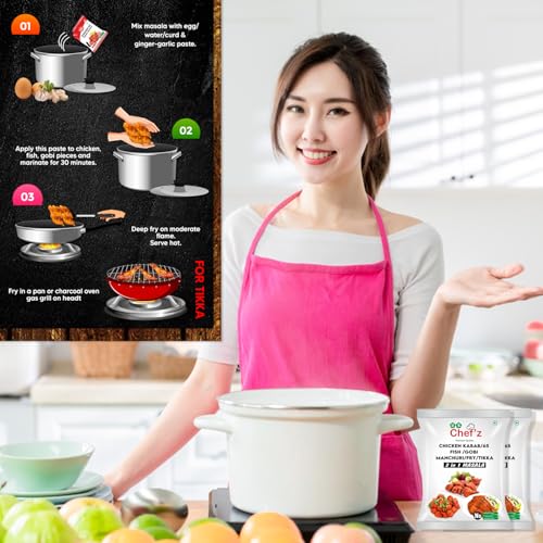 Image of RS Chef'z 3-in-1 Masala Powder 250g (25g, Pack of 10) | Multi-Purpose Spice Mix for Kabab, Chicken 65, Fish & Gobi Fry | No Artificial Colors