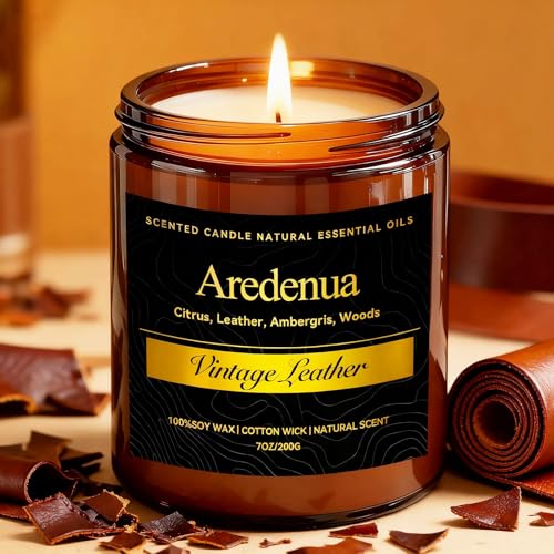 Vintage Leather Candle - Masculine Soy Candle by Aredenua