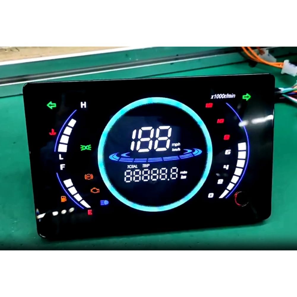 12V Universale Regolabile LED Digitale Moto Tachimetro RPM Cruscotto con Temperatura Gear 199km/H