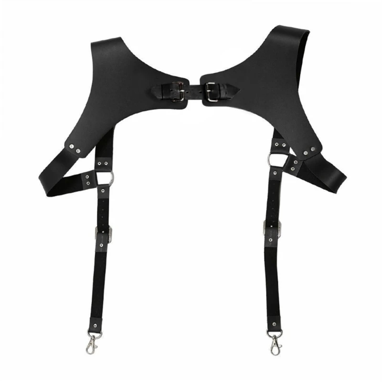 Lyjzyxgs Unisex Black Leathers Vest Straps Braces Suspender Men Harness Punk Strap Chest Shoulder Belt, One Size