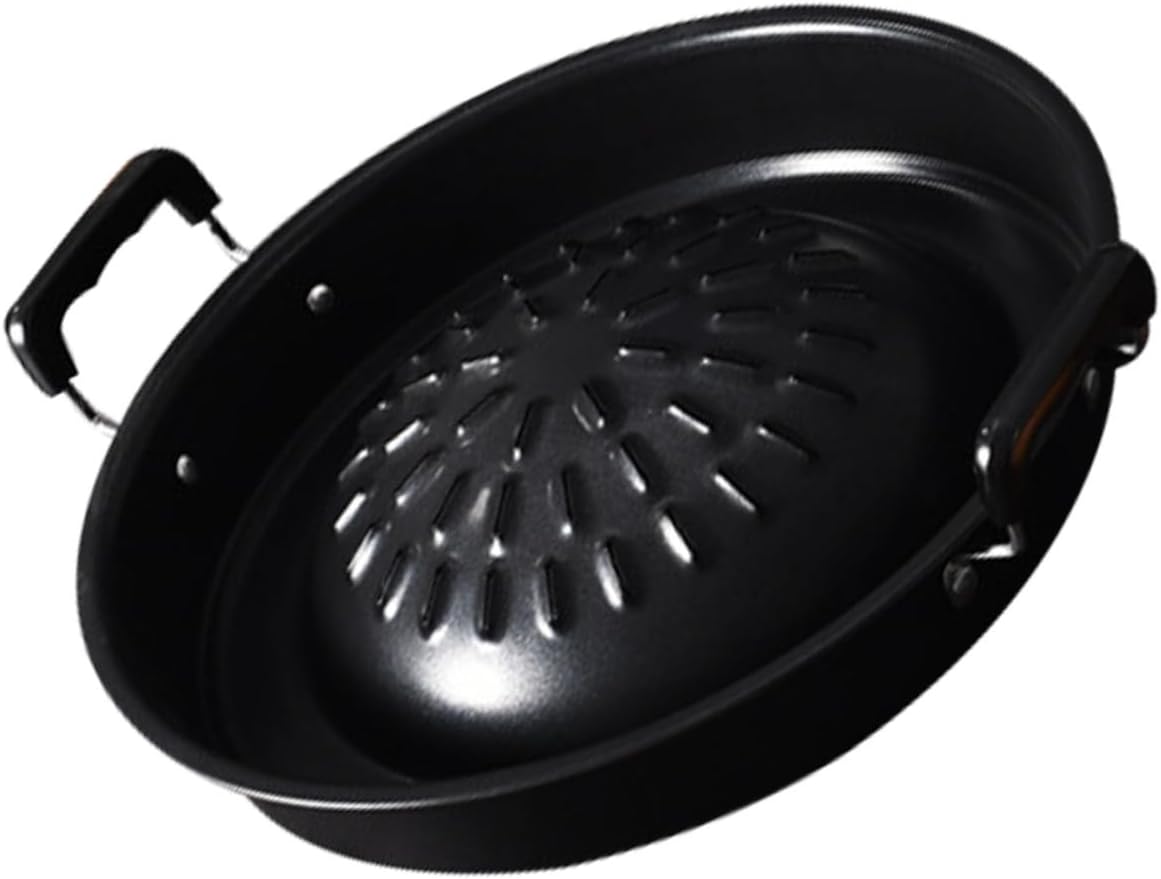 Wakauto Multi Function Grill Pan Round Bbq Grilling Tray Heat Resistant for Outdoor Parties Restaurants