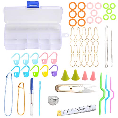 Image of Coopay Tunisian Crochet Hooks Set with Cable, 11pcs Metal Afghan Crochet Hook 2-8mm, 120cm Bamboo Circular Tunisian Knitting Needle with Bead Carbonized 3-10mm for Blanket, Knitting & Crochet Supplies