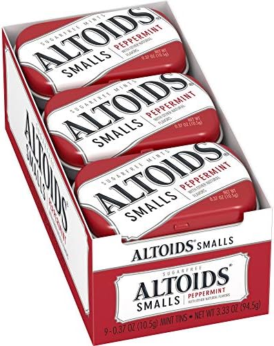 Altoids Smalls Peppermint Breath Mints 0.37 Ounce Tin Pack of 9