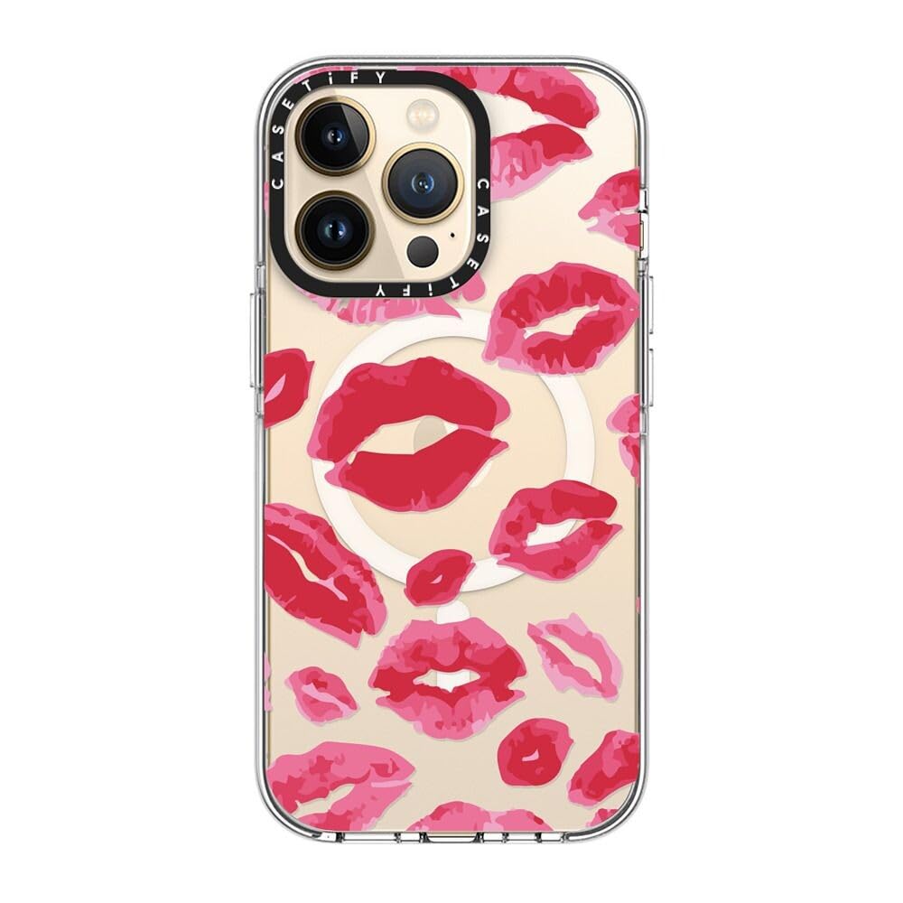CASETiFY Custodia trasparente per iPhone 13 Pro, non ingiallisce, protezione da cadute da 2 m, compatibile con Magsafe, con rossetto baci, trasparente