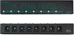 M-VAVE Fonte Alimentação 8 Saídas M-VAVE PEDAL POWER para Pedaleira Guitarra - 6x9V 100mA + 2x9V 300mA Proteção Contra Sobrecarga LED Indicador Portátil USB-C Inclui 8 Cabos DC Ideal Estúdio/Palco
