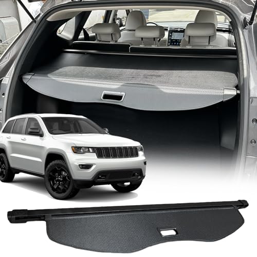 Image of Cargo Cover for 2011-2021 Jeep Grand Cherokee Accessories, Carbon Fiber Look Retractable Luggage Security Shield Shade Privacy Trunk Cover(Not for 2021 Winter and 2022 Grand Cherokee L)