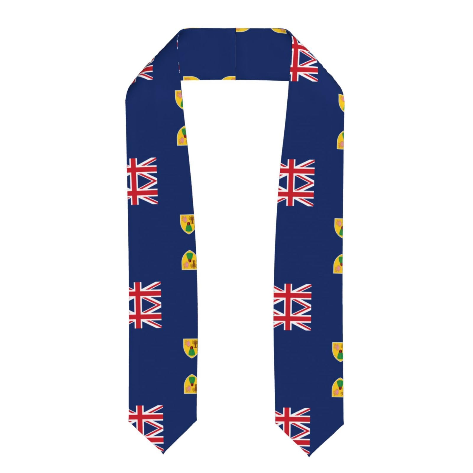 WXXWXD Flag of the Turks and Caicos Islands Printed graduation cape with sash - classic graduation gown design, Flattened, One Size
