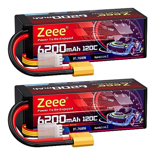 Zeee 4S Lipo 6200mAh 14 8V 120C mit XT90 Stecker RC-Akku Hartschalen für Auto LKW Panzer RC-Buggy Truggy RC-Modelle (2pcs)