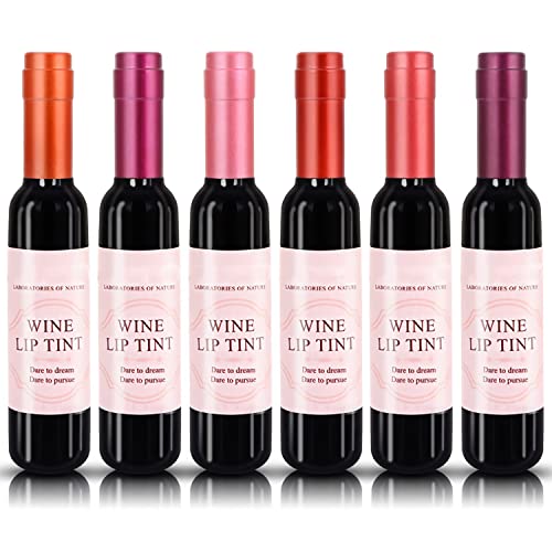 6 Colors Lip Stains Set Wine Lipstick Long Lasting Waterproof Matte Lip Tint Set Lip Gloss Lip Stain