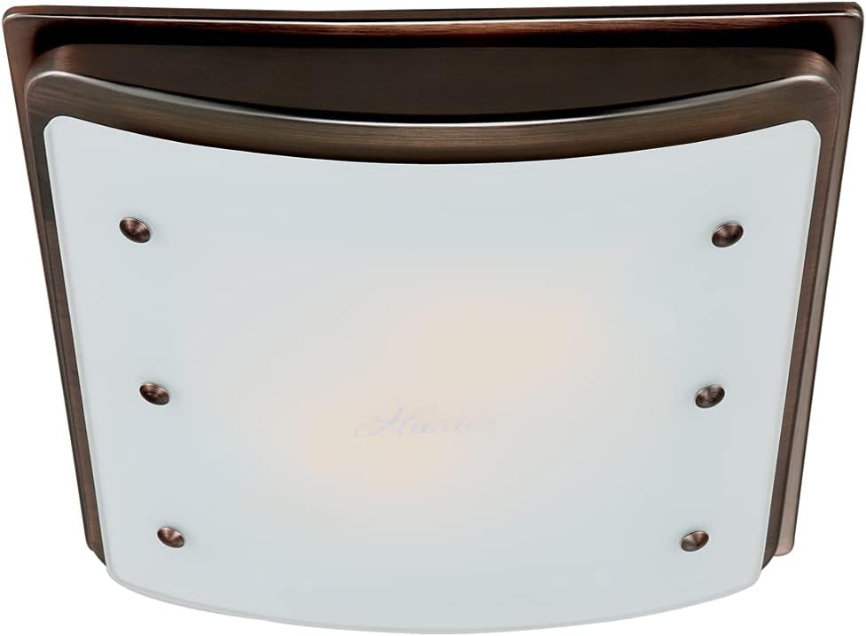 Hunter 90065z Ellipse Decorative Bathroom Ventilation Exhaust Fan with Light and Night-Light, Matte Opal Glass, Imperial Bronze Finish, Medium
