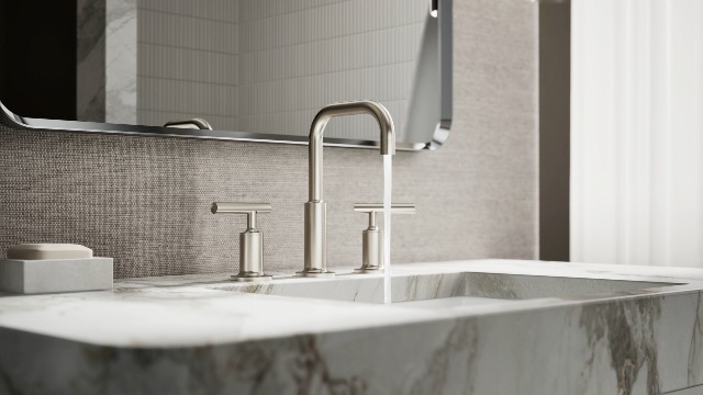 KOHLER K-14406-4-BN Purist® Widespread Bathroom Sink Faucet, 3