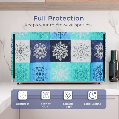Image of Kuber Industries 20 Ltr PVC Microwave Oven Cover for Kitchen | Microwave /Oven /Otg Cover - Protects from Spills, Stains & Scratches | Star Print - Green & Blue