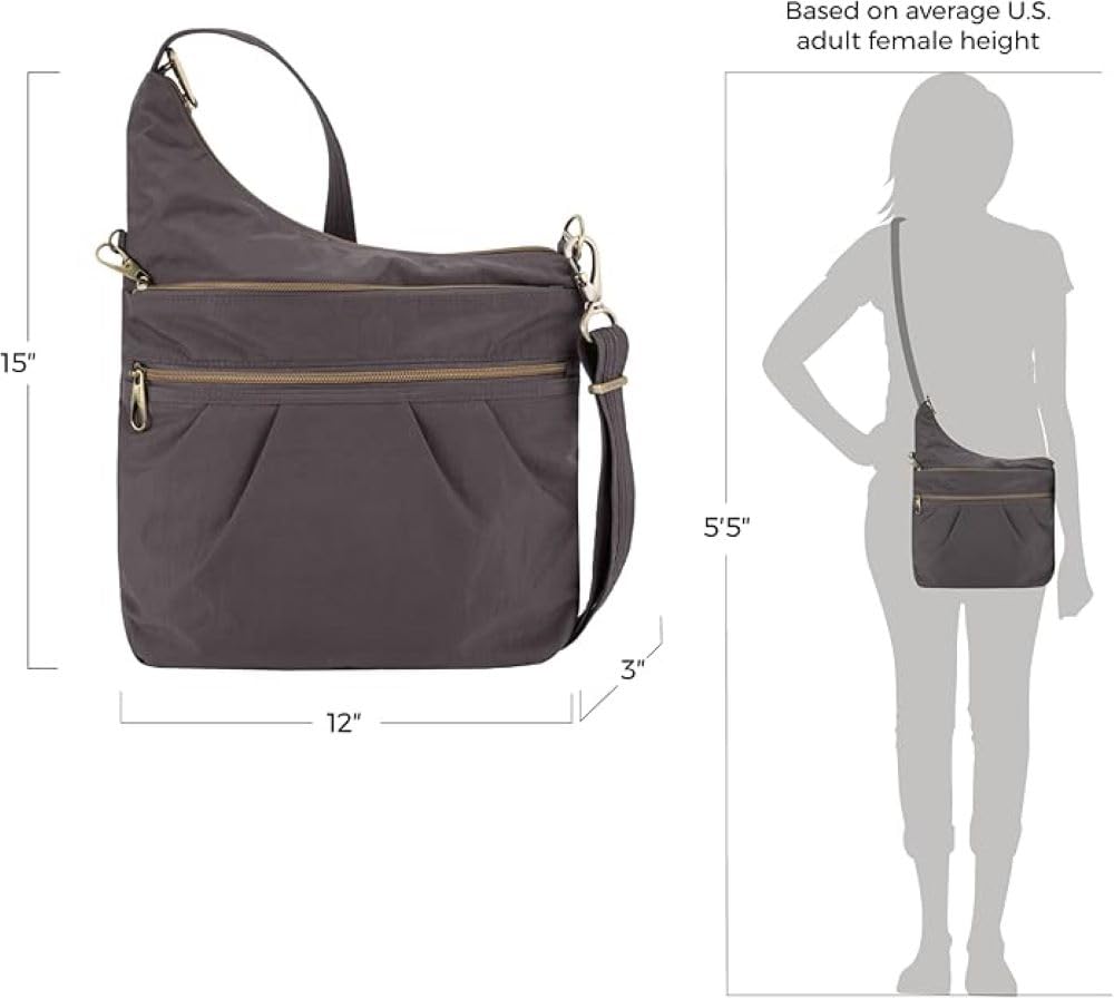 Travelon Torba noszona przez ramię Kobiety Anti-theft Signature 3 Compartment Crossbody