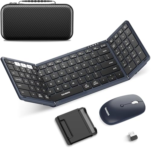 Foldable Keyboard and Mouse, Samsers Folding Bluetooth...