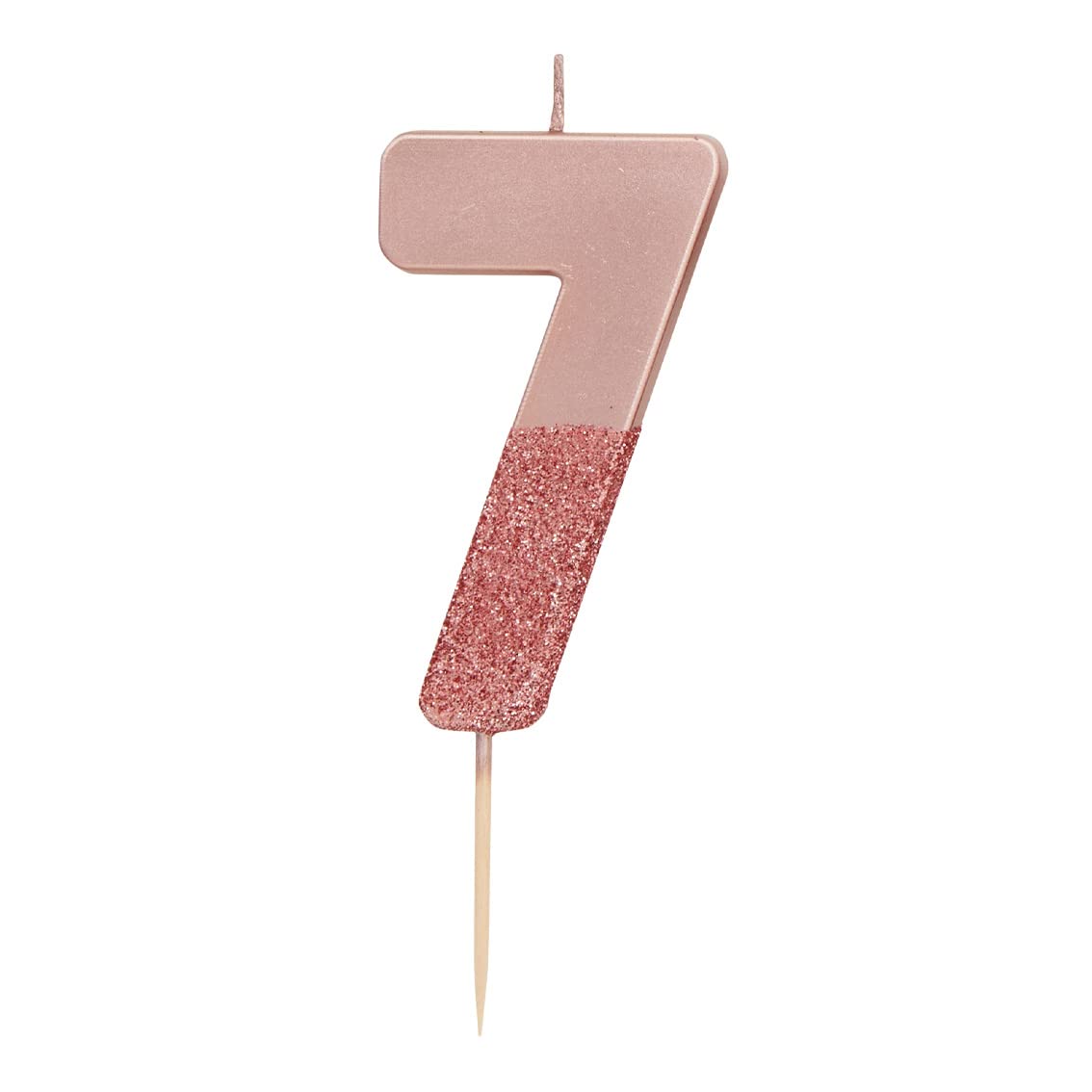 Talking Tables Number 7 Glitter Candle, Rose Gold