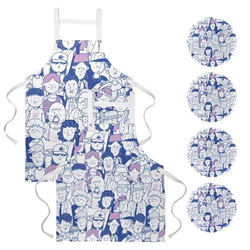 Lot de 2 tabliers de cuisine multicolores pour travail et maison