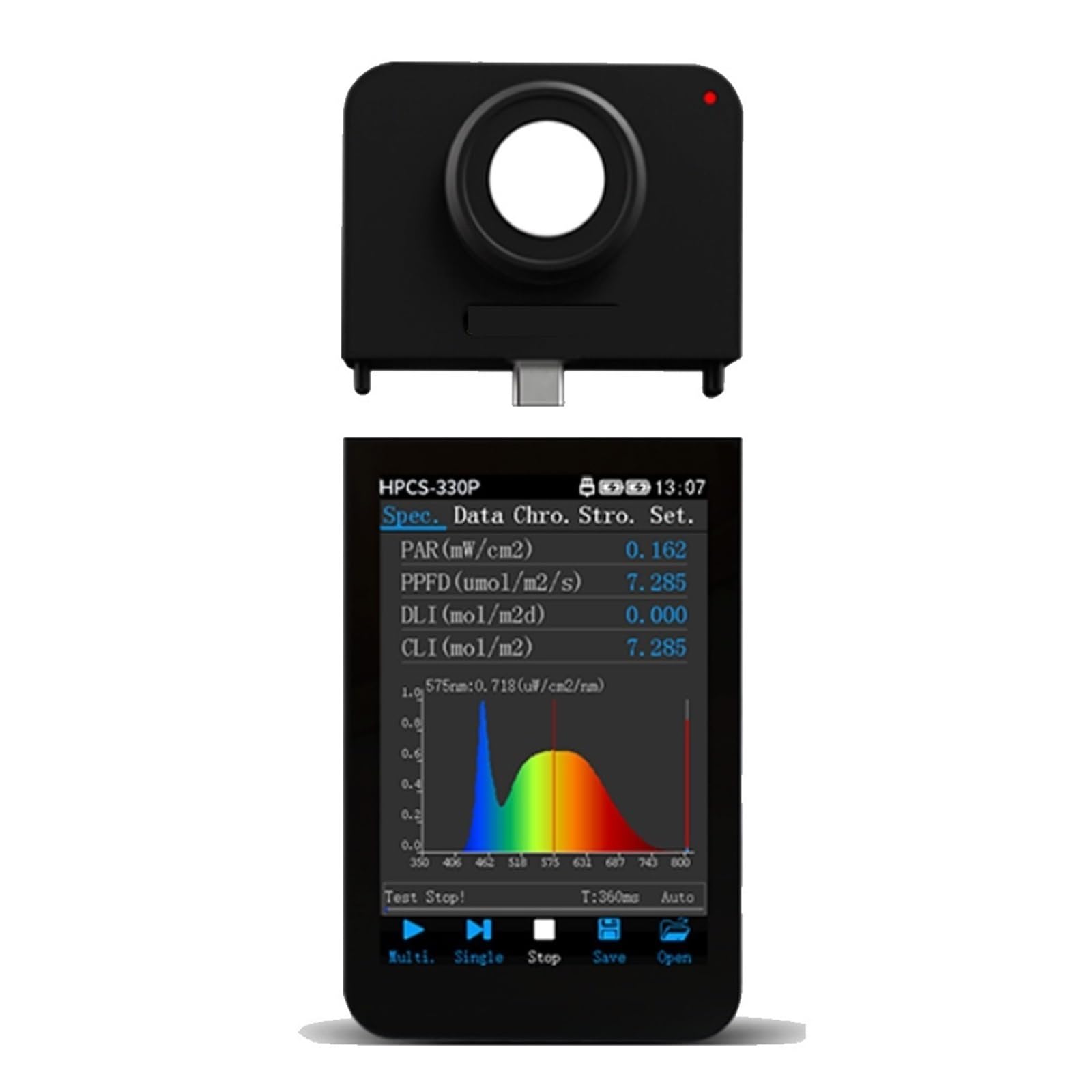 HPCS-330P Handspektrometer Hochpräziser PPFD PAR-Flimmertester mit LCD-Bildschirm 350-800 nm for LED-Wachstumslichter