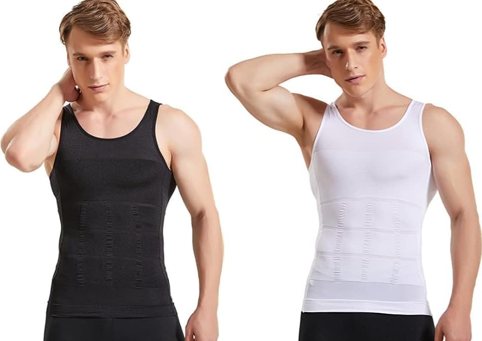 Tummy Tucker Vest for Men Tummy Control Undershirt Abs Abdomen Slim Stretchable Vest Compression Tank Top || Slim Vest Compression Slimming Body Shaper Vest for Gym (Pack of 2)-image-32