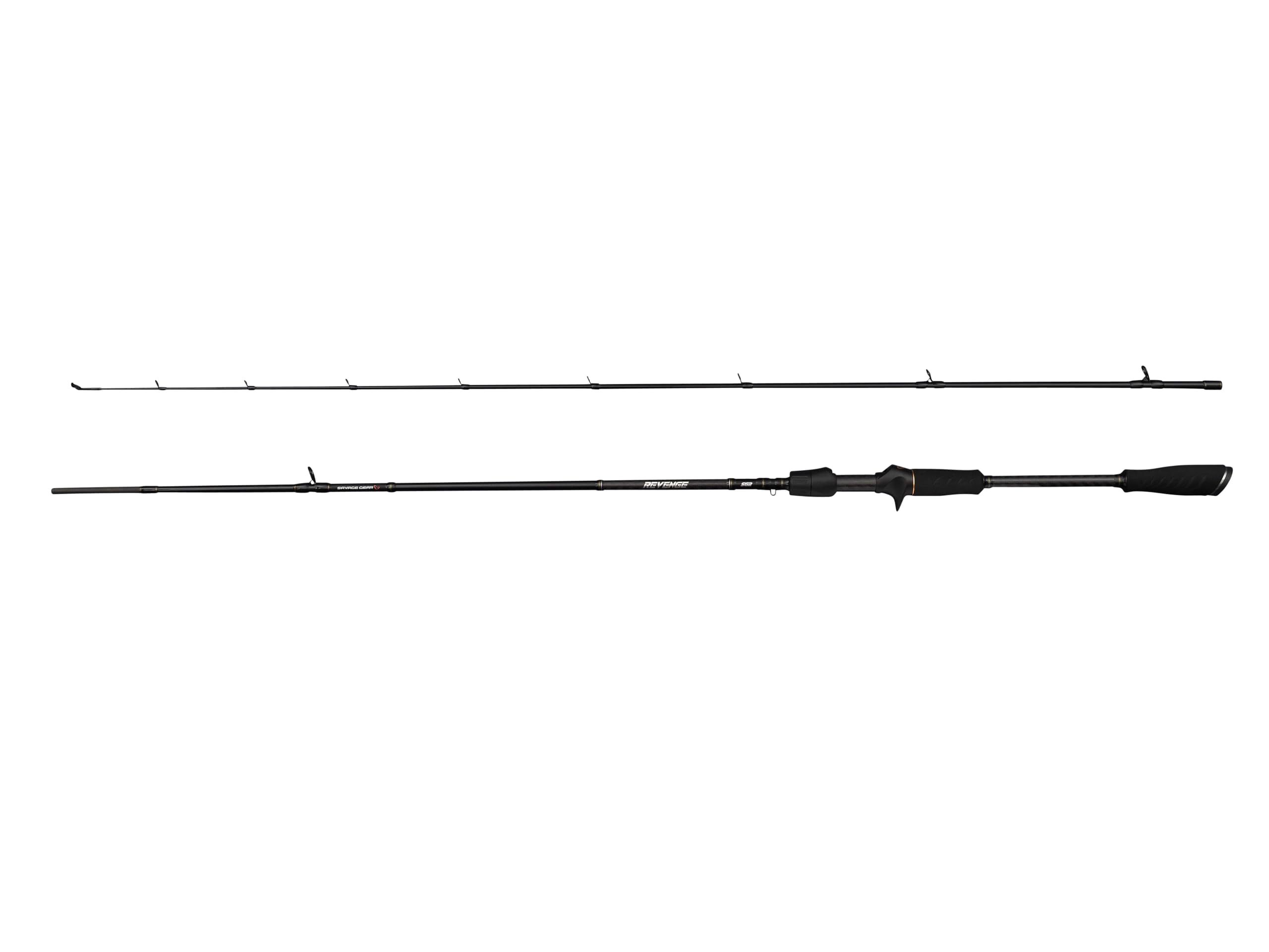 Savage Gear Revenge SG2 Fishing Rod | Freshwater Predator baitcasting Rod for Vertical Jigging | 24+30T Carbon Blank | Super Sensitive Action | SeaGuide Guides | 1.98m | 20-65 g