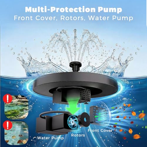 Image of AISITIN 2.5W Solar Bird Bath Fountain Pump with 6 Nozzles & 4 Fixer
