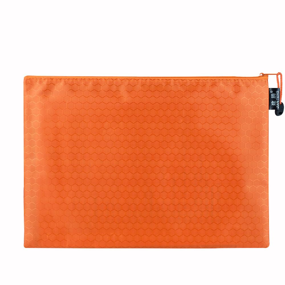 Pack of 2 Document Bags, Waterproof Zip Document Bag, File Bag, Briefcase, Storage Bag for Documents, Receipt, Paper, Office, School Trip, Cosmetics, Orange, A4, 34 x 24 cm — image 1