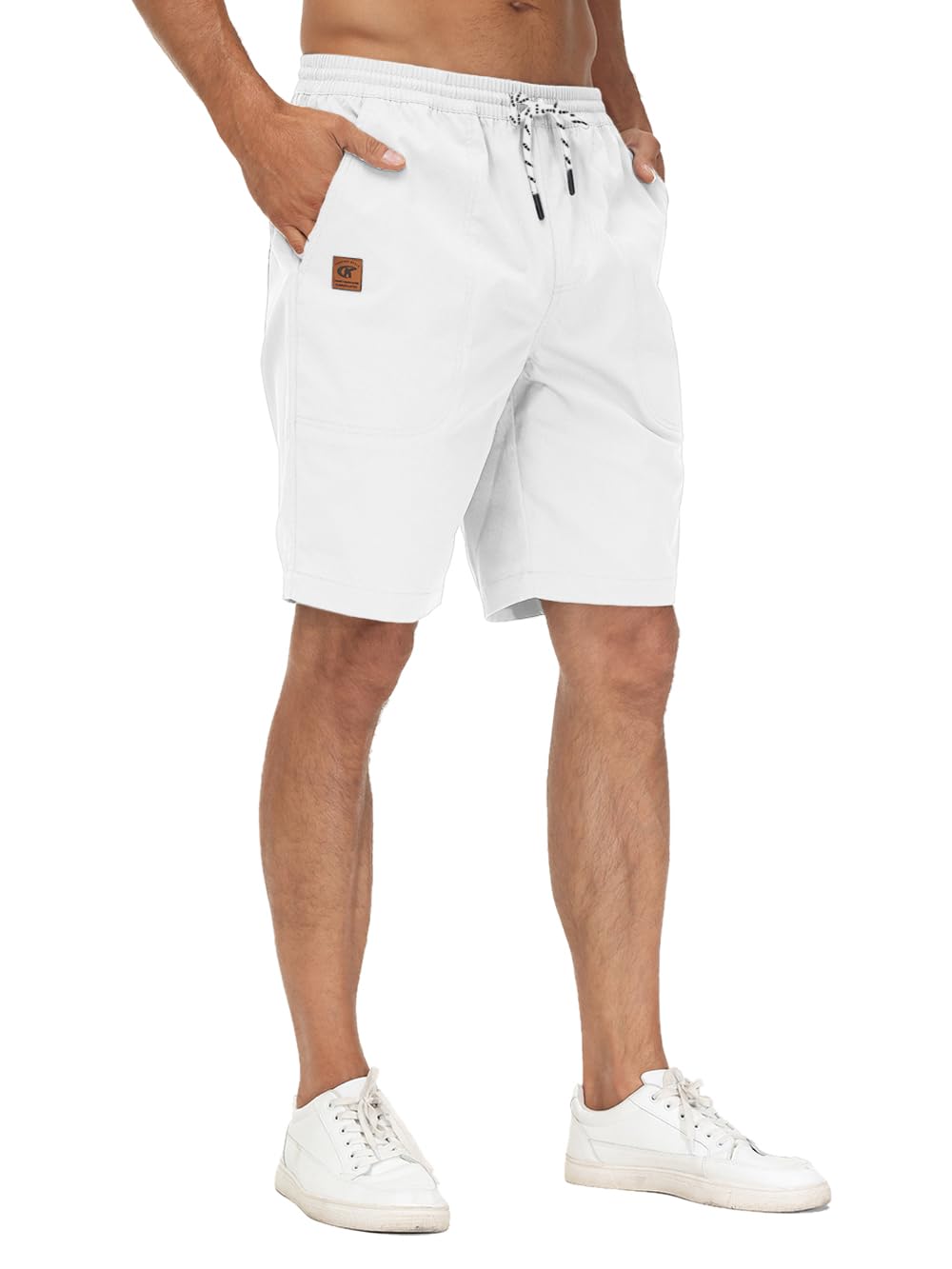 Huayuzh Pantaloni corti da uomo estivi cargo chino cotone elasticizzato per il tempo libero elastico in vita con tasche