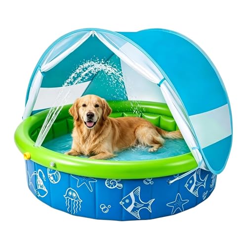 Piscine extérieure pour tout-petits pliable avec toit d'ombrage - 2