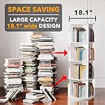 SpaceAid 4 Tier Rotating Bookshelf Tower, Spinning Bookcase Lazy Susan, Revolving 360 Book Shelf Storage Round Carousel, Vertical Rotate Turning Spiral Corner Organizer, White - Image 3