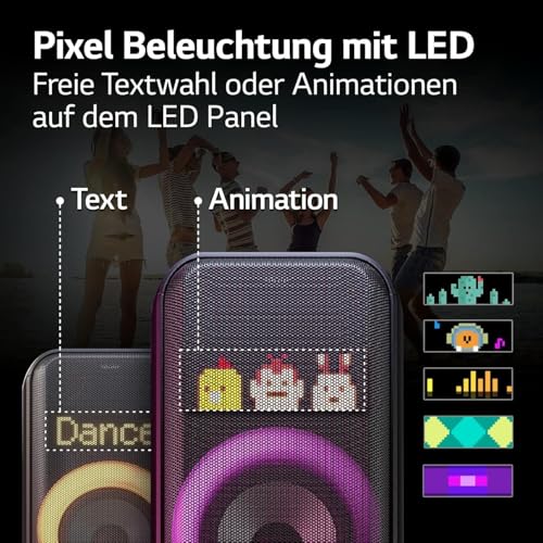 LG xboom DXL7T, rollbarer Bluetooth-Lautsprecher (250 W, Karaoke- & DJ-Funktionen, Beleuchtung), Schwarz [Modelljahr 2024]