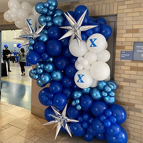 Image of Voircoloria 130pcs Royal Blue Balloons Different Sizes 18 inch 12 inch 10 inch 5 inch Party Latex Balloons for Birthday Graduation Baby Shower Anniversary Nautical Party Decorations
