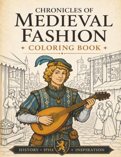 Chronicles of Medieval Fashion: A Historical Coloring Book of Roialty, Artisans, and Everyday Life in the Middle Ages image 2
