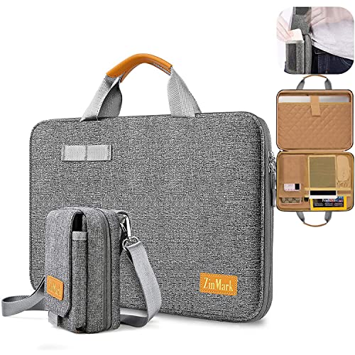 ZinMark Laptop Case 15.6 Inch Briefcase Military-Grade Protection with Detachable Belt Bag, Compatible All Model of 15-16 Inch MacBook Pro and Most Popular 15.6 Inch Notebooks Chromebooks (Dark Gray)
