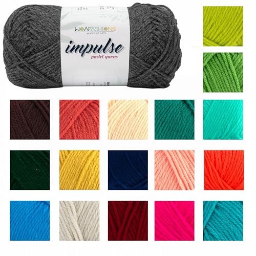 Image of WOAFashions Impulse Hand Knitting & Crochet Yarn, Premium Acrylic, 4 : Medium (Grey Mixture) (4x100gms / 14.1oz)