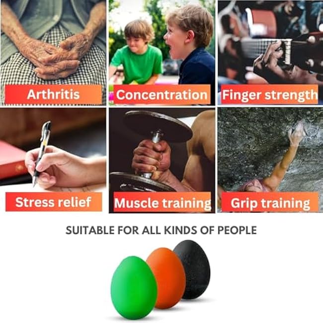 The Friendly Swede Stress Balls for Adults - 3 Squeeze Balls for Hand Therapy, Stress Relief & Strength; 3 Resistance Levels
