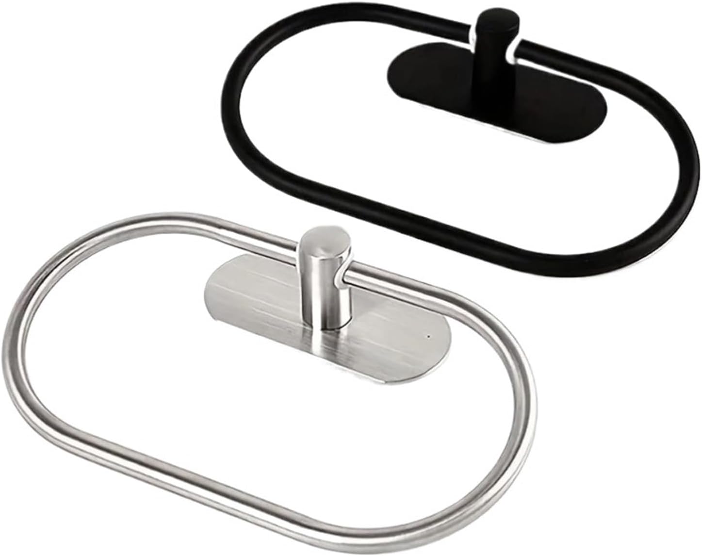 Versatile 2pcs Stainless Steel Towel Ring Organizer Easy to Install and Space-Saving(Black)