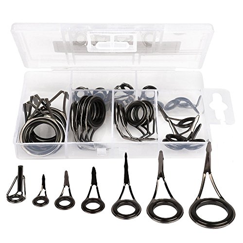 Goture 35 pcs Saltwater Fishing Rod Tip Stainless Steel Guides Rings Repair Kit