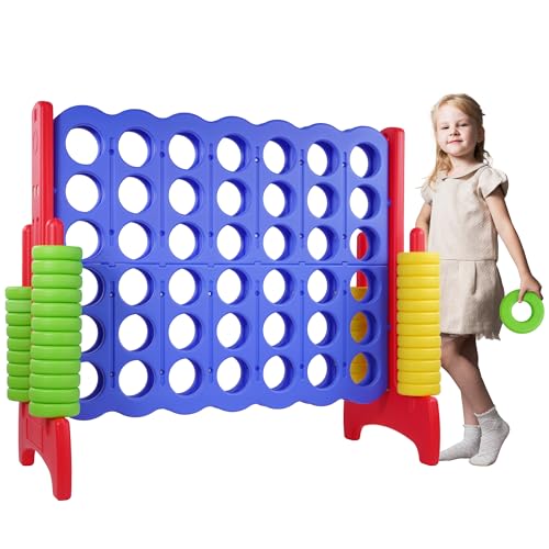 Peekabu Giant 4-in-A-Row Connect Game Outdoor 3.5FT Jumbo 4-to-Score Yard Game for Kids & Adults 42 Rings & Quick-Release Slider