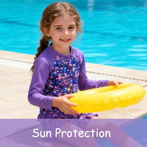 Image of BFUSTYLE Girls Swimsuit 3 Pieces Rash Guard Kids Long Sleeves Bathing Suit 3-8 Years Sun Proction Swimwear Tankini