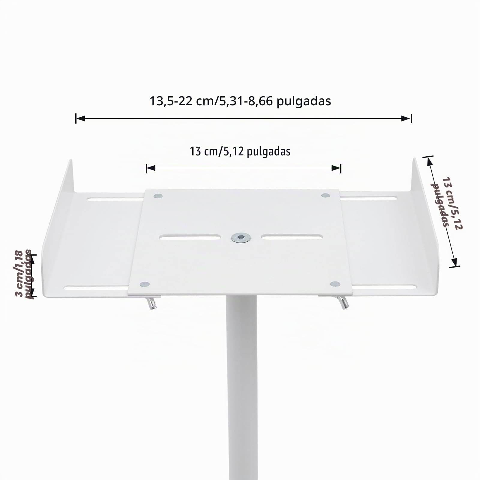 2X Soporte para altavoces ajustable en altura 75-140cm Soporte universal de metal para altavoces con gestión de cables oculta Soporte para cajas Soporte de suelo hasta 6kg (Blanco)