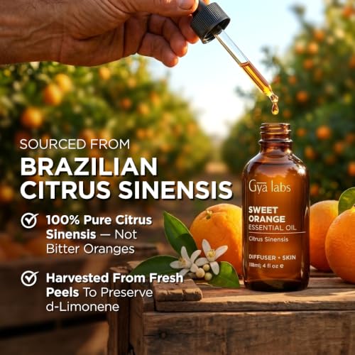 Image of 100% Pure Orange Essential Oil - 4 Fl Oz - Orange Oil for Hair, Skin, Diffuser, Aromatherapy & DIY Candle Making Scent